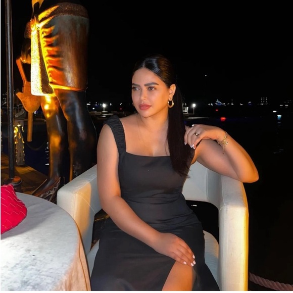 Zara Women's Black Linen Blend Midi Dress Square Neckline Flared Hem Size Medium - Picture 4 of 13